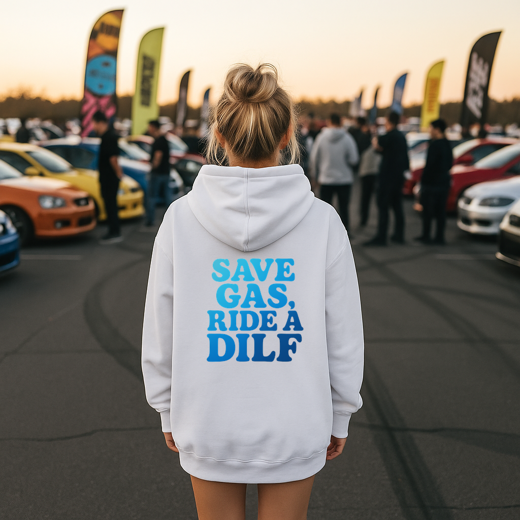 Ride A DILF Hoodie, | Trendy Oversized Hoodies | VSCO Hoodie | Gift For Her | Y2K Hoodie | Words On Back Hoodie